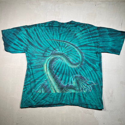 1990s Habitat Iguana Green Tie Dye Tee Size XL USED v19337