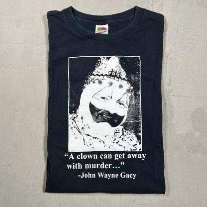 1990s John Wayne Gacy Clown Black Tee Size Medium USED v16520