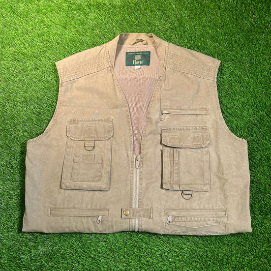Y2K Orvis Olive Green Safari Vest Size XL USED v18834