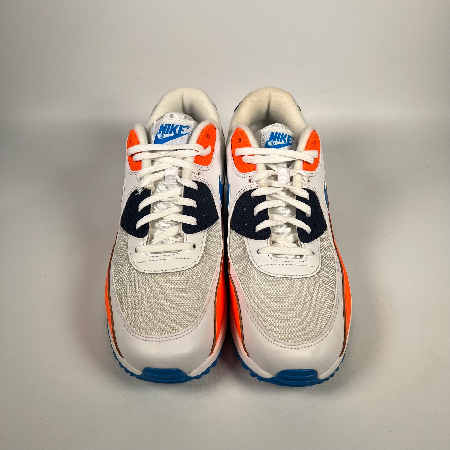 Nike Air Max 90 White Photo Blue Total Orange (2019) Size 10 USED s18084