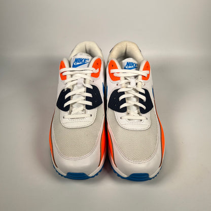 Nike Air Max 90 White Photo Blue Total Orange (2019) Size 10 USED s18084