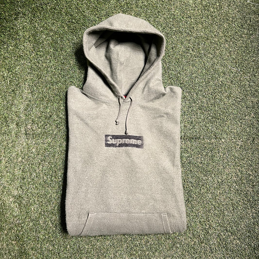 Supreme Box Logo Inside Out Green Hoodie Size XL USED x8482