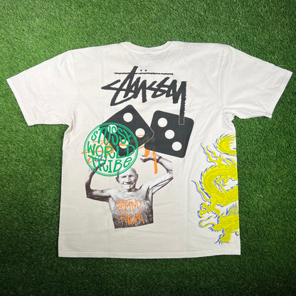 Stussy Strike Pigment Dyed White Tee Size XL NEW x15786