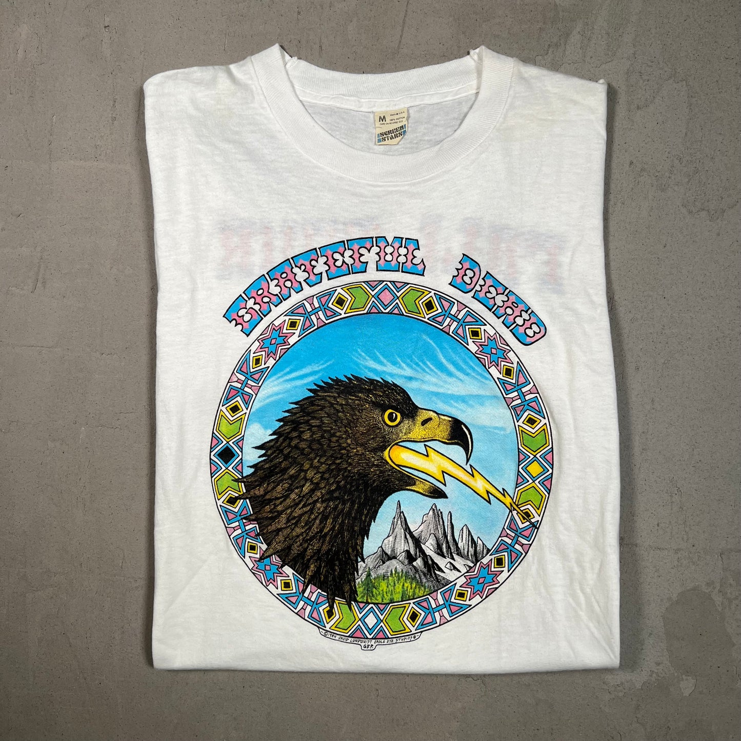 1984 Grateful Dead David Lundquist Eagle Eye White Tee Size Medium USED v16417