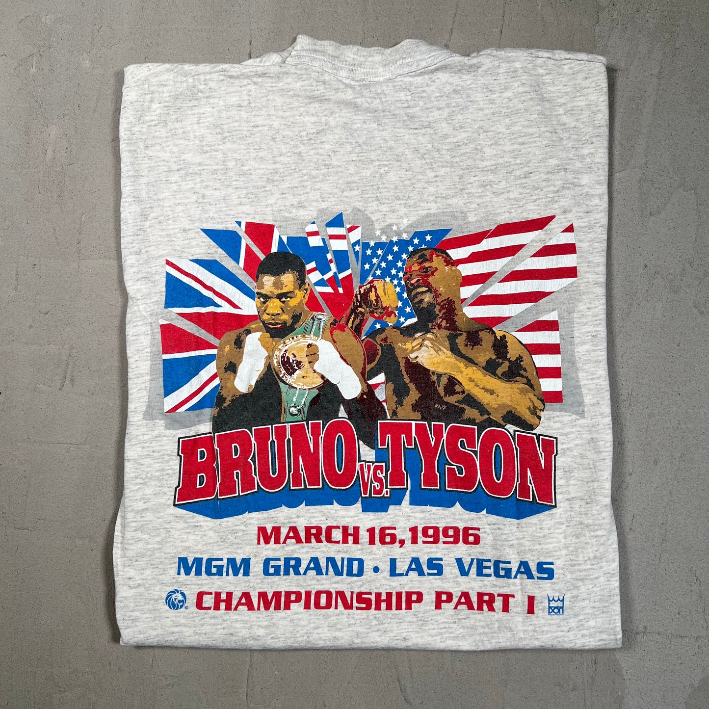 1996 Mike Tyson Vs Frank Bruno Grey Tee Size Medium USED v19522