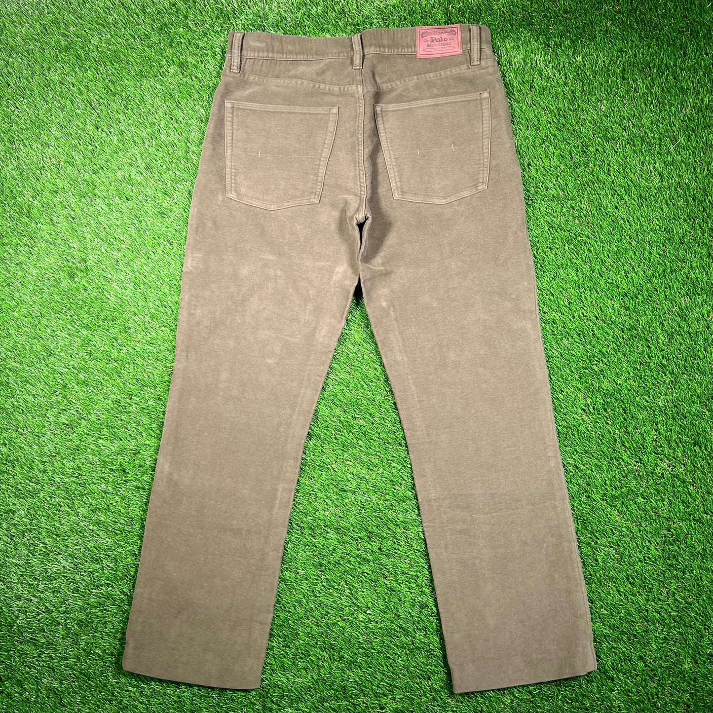 Y2K Polo Ralph Lauren Green Suede Pants Size 33x32 USED x16744
