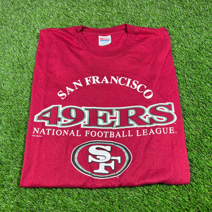 1996 San Francisco 49ers Maroon Logo Tee Size XL USED v16820