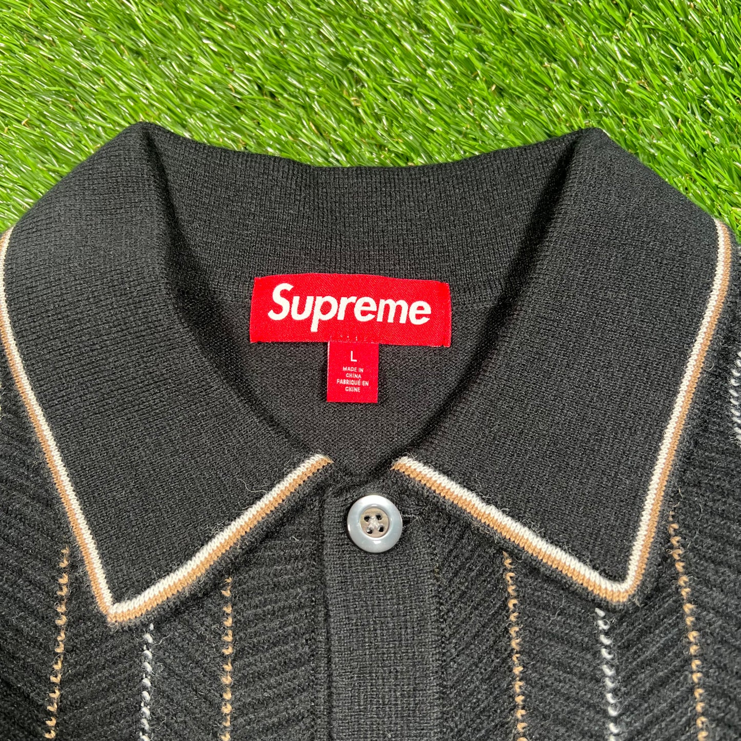 Supreme Black HerringBone Cardigan (2025) Size Large NEW x15826