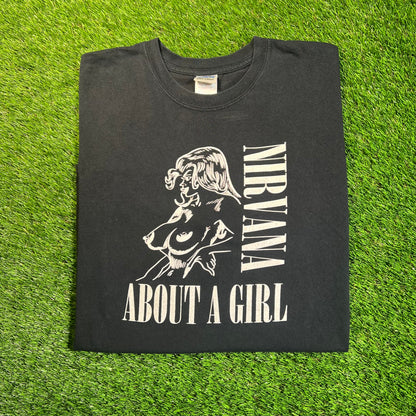 Y2K Nirvana About a Girl Black Tee Size XXL USED v18859