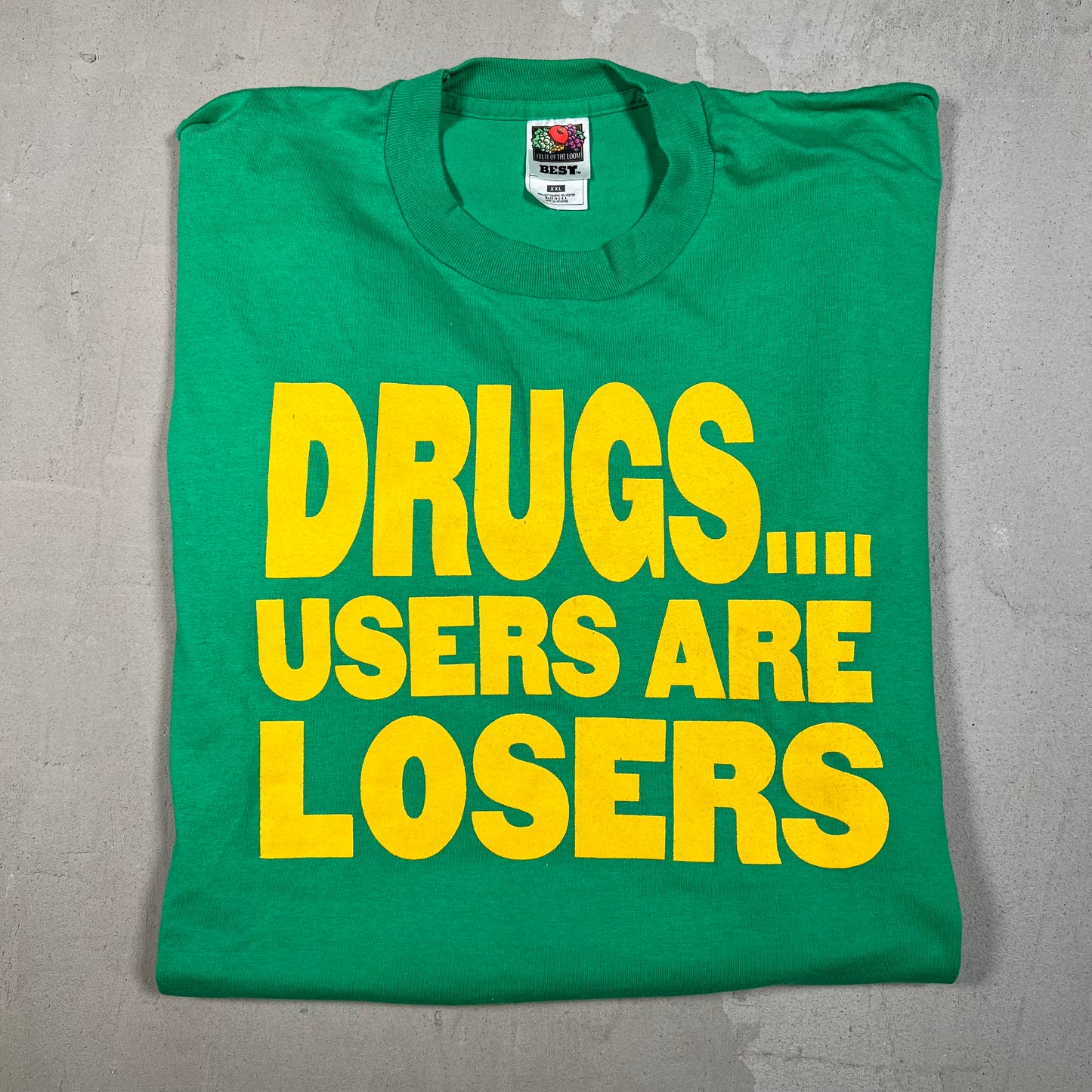 Y2K Drugs Users Are Losers Green Tee Size XXL USED v19335