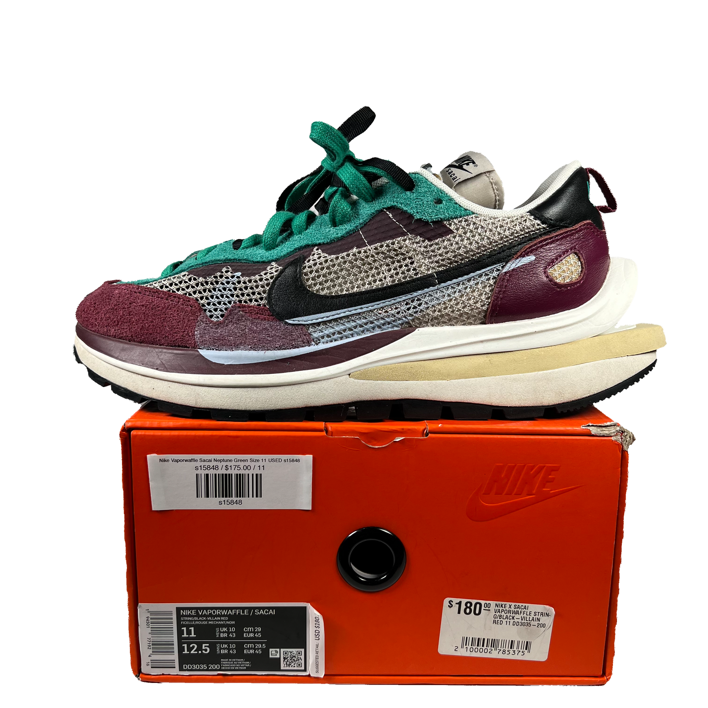 Nike Vaporwaffle Sacai Neptune Green (2020) Size 11 USED s15848