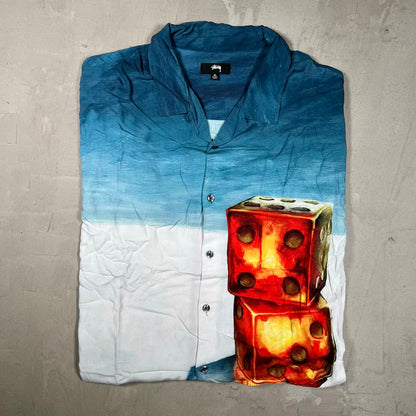 Stussy Dice Painting Button Up Shirt Size XL USED x18109