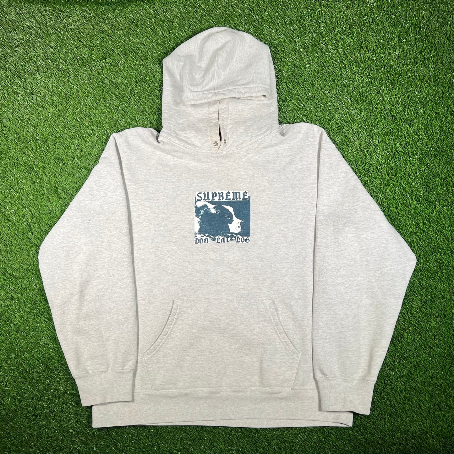 Supreme Dog Eat Dog Grey Hoodie Size Large USED x15881