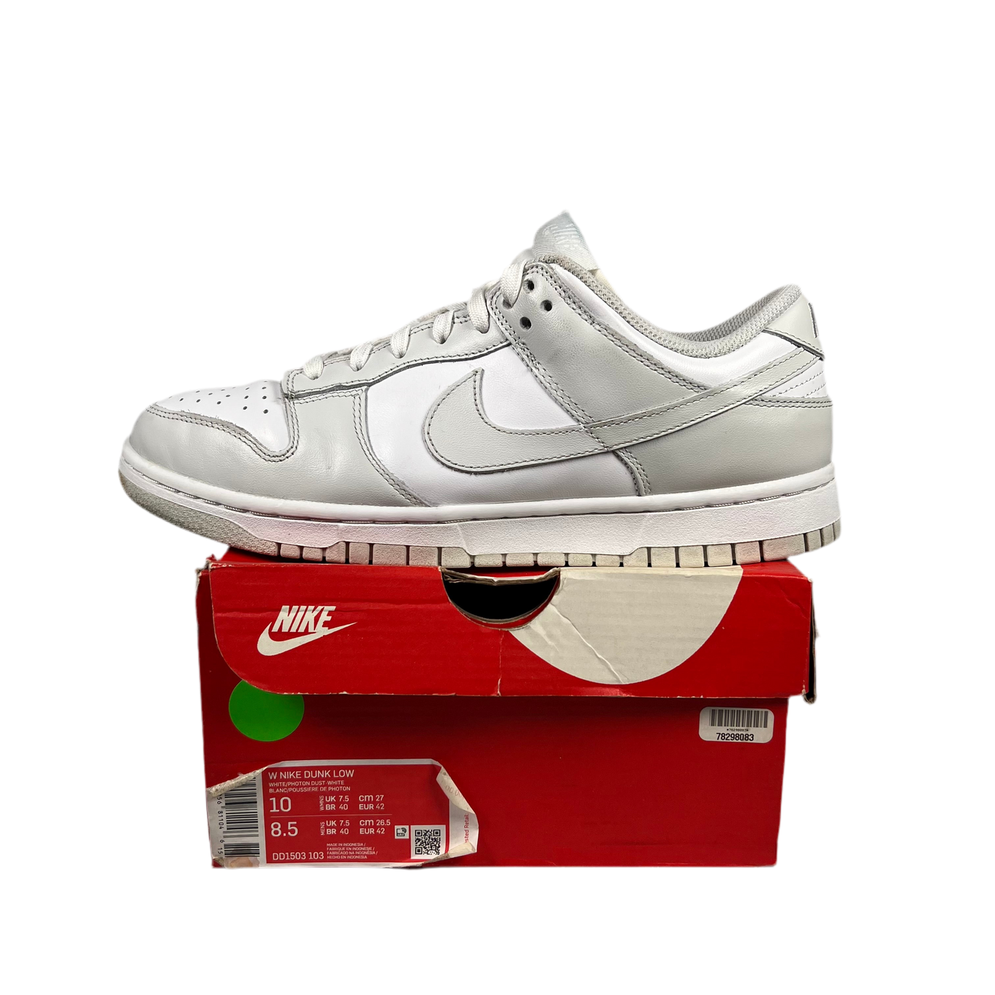 Nike Dunk Low Photon Dust Size 8.5m / 10w USED s17957