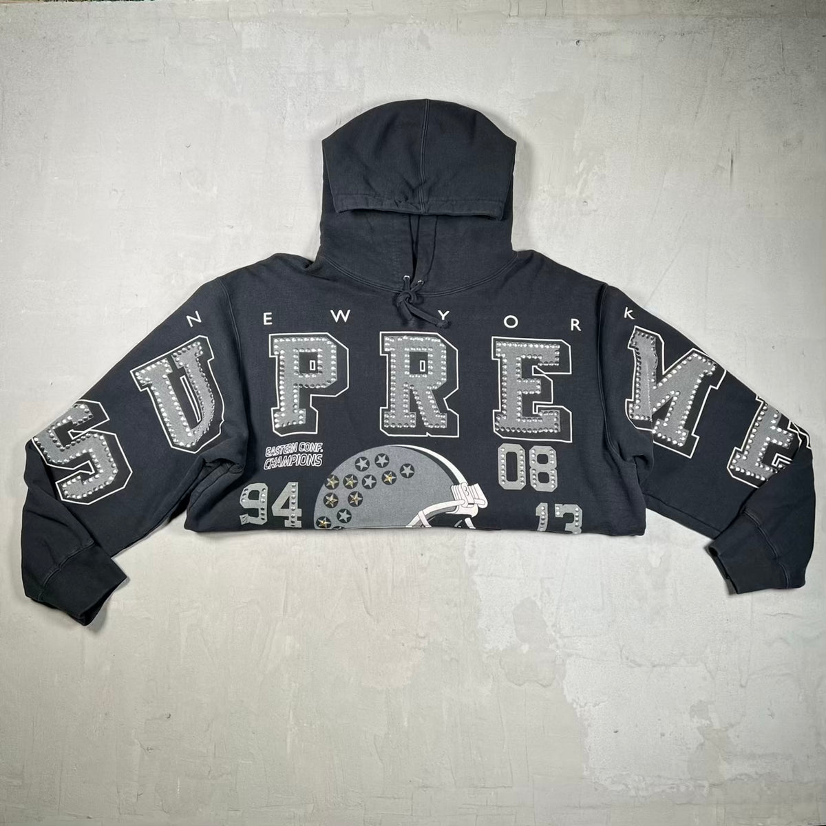 Supreme Champions Studded Black Hoodie (2024) Size Large USED x18948