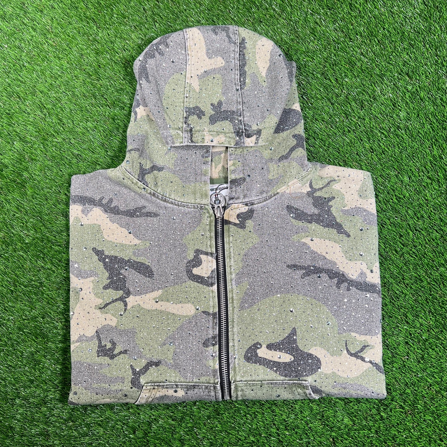 Vale Crystal Green Camo Work Hooded Jacket Size Large NEW x15937