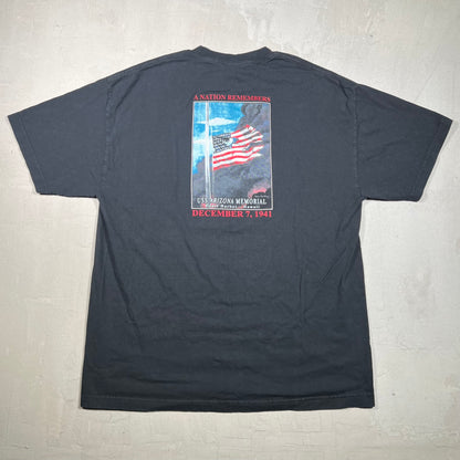 Y2K USS Arizona Memorial Oearl Harbor Black Tee Size XL USED v19264