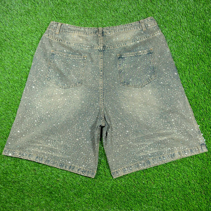 Vale Rainforst Rhinestone Denim Washed Jean Jhorts Size 34 NEW x14790