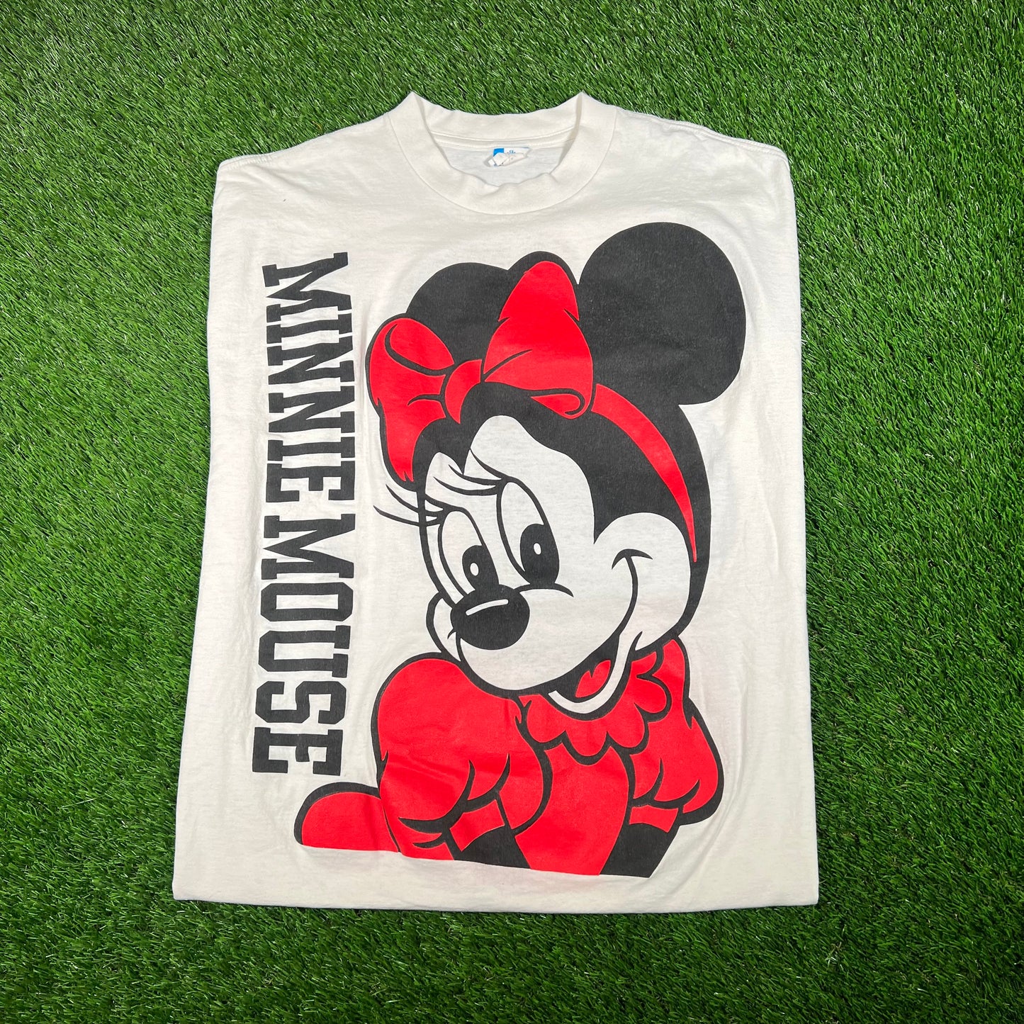 1990s Minnie Mouse White Big Face Tee Size 4XL USED v17880