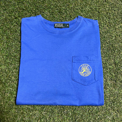 Y2K Polo Ralph Lauren Blue Pocket Tee Size Medium USED v16401