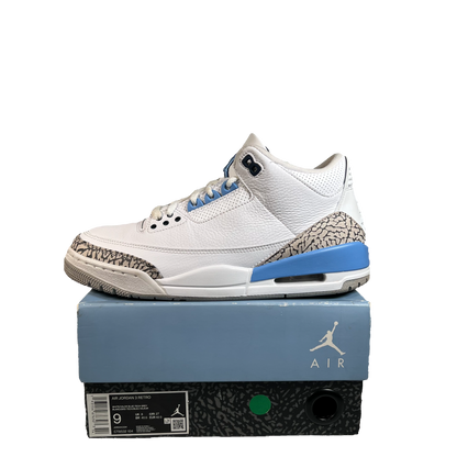 Jordan 3 UNC (2020) Size 9 USED s21991