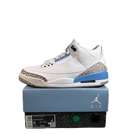 Jordan 3 UNC (2020) Size 9 USED s21991