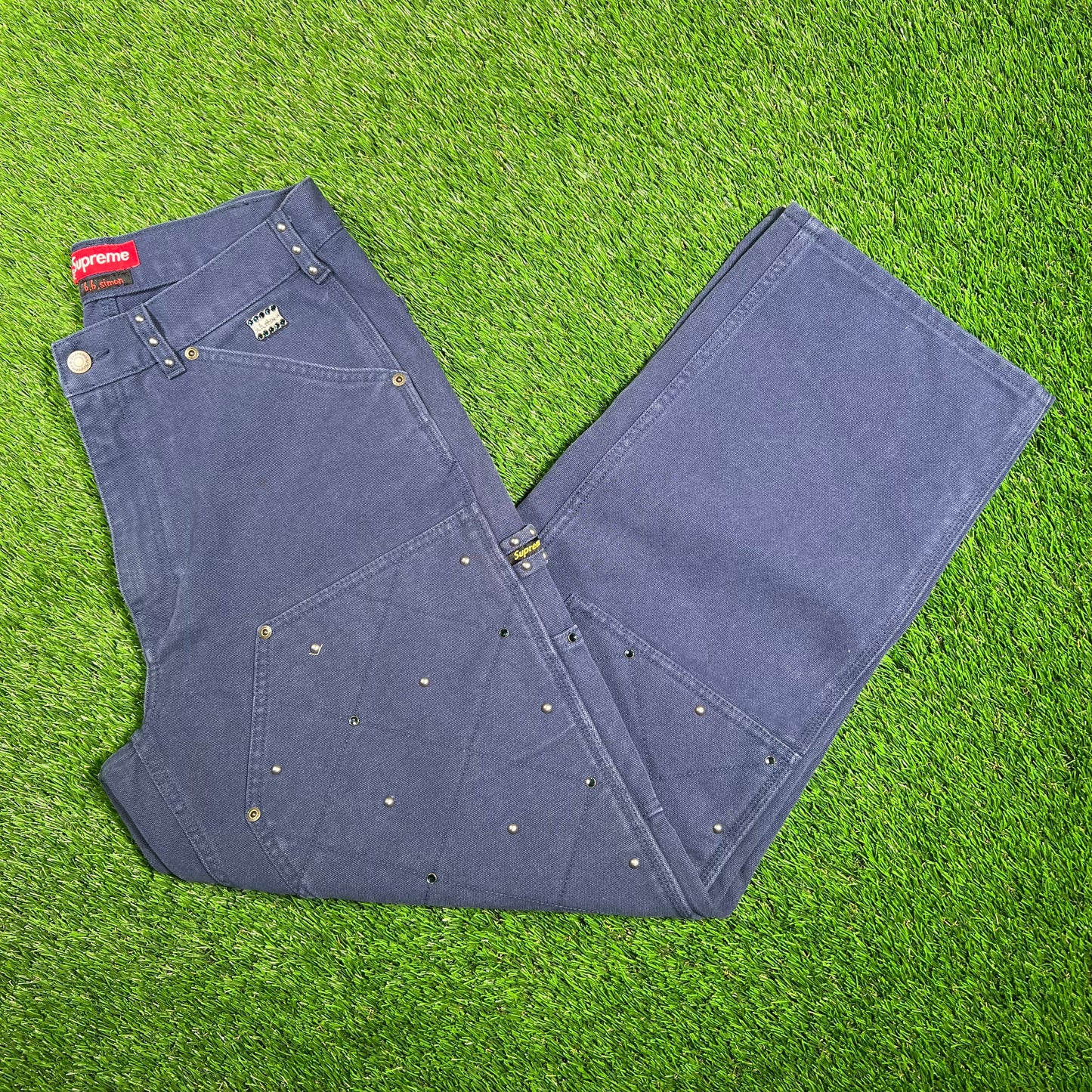 Supreme b.b. Simon Quilted Double Knee Painter Navy Pant Size 30 USED x16013
