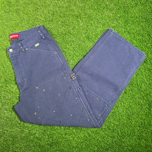 Supreme b.b. Simon Quilted Double Knee Painter Navy Pant Size 30 USED x16013
