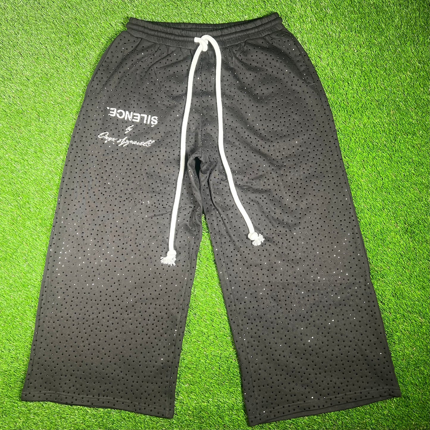 Silence Onyx Apparel Black VVS Rhinestone Shorts Size Medium USED x15268