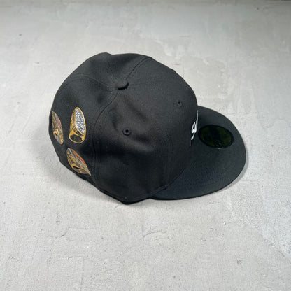 Supreme New Era Box Logo Rings Black Fitted Hat USED x17481