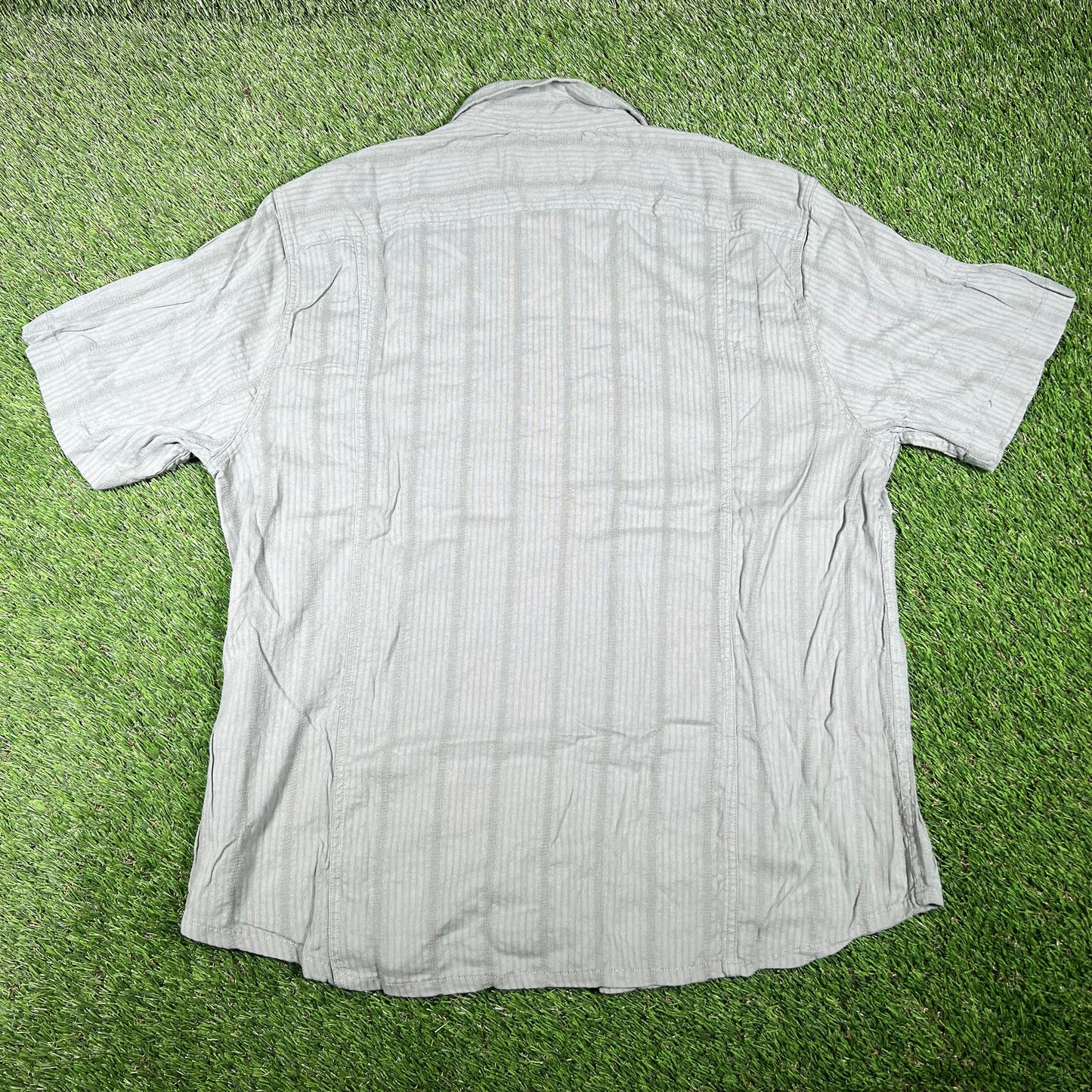 Corridor Striped Seersucker Green Button Up Tee Size XL NEW x14705