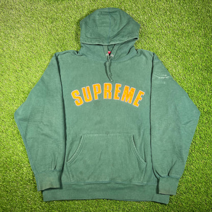 Supreme Green Pearl Logo Hoodie Size XL USED x15804