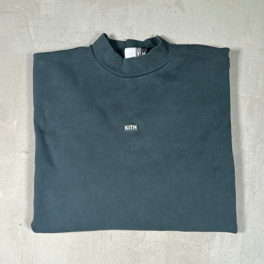 Kith Box Logo Mock Neck Black Longsleeve Size Small USEDx17284