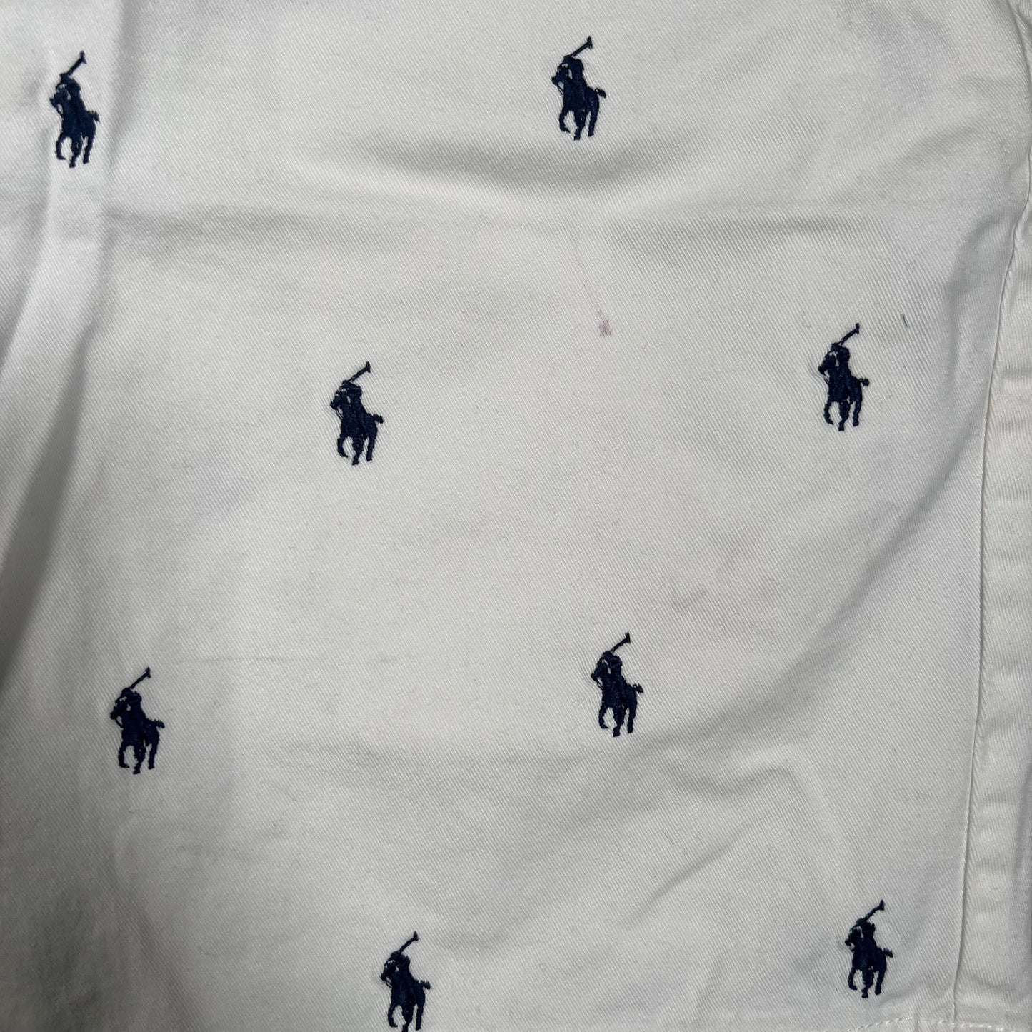 Y2K Polo Ralph Lauren White Horse Logo Shorts Size 32 USED v19201