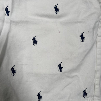 Y2K Polo Ralph Lauren White Horse Logo Shorts Size 32 USED v19201