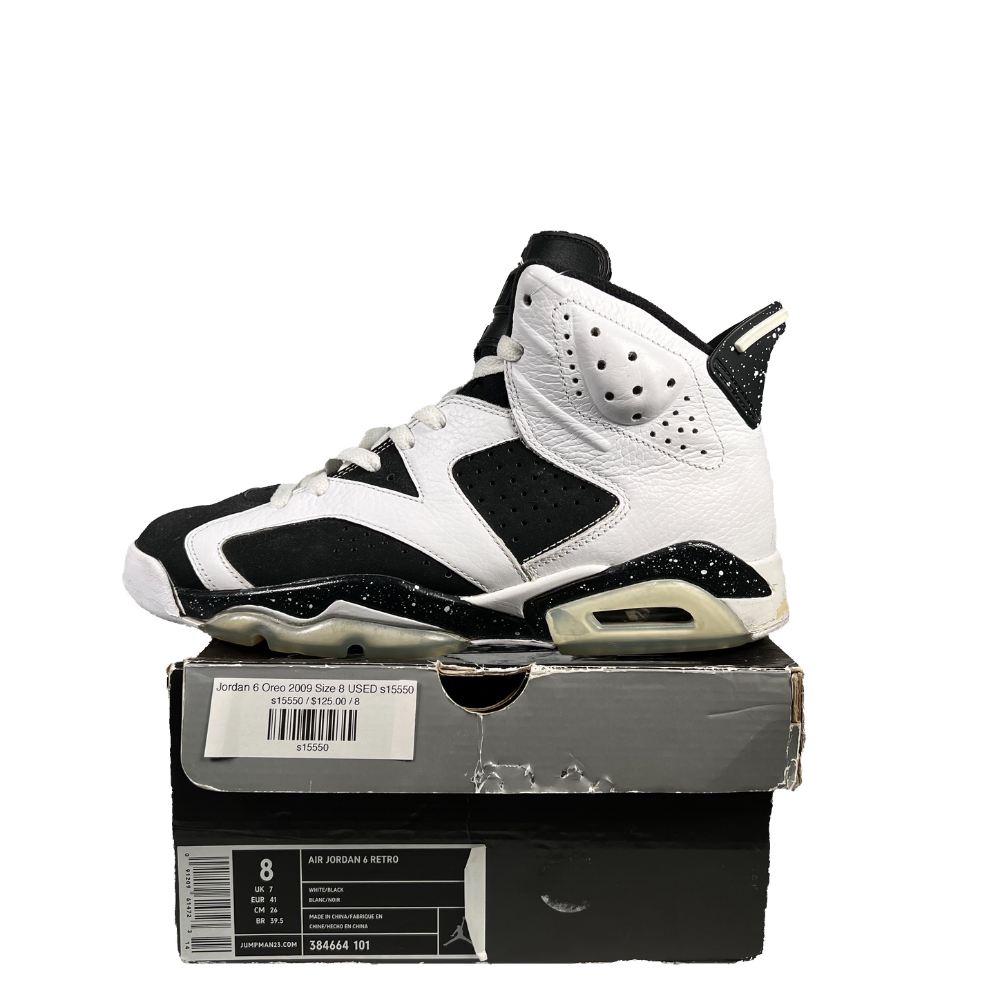 Jordan 6 Oreo (2009) Size 8 USED s15550