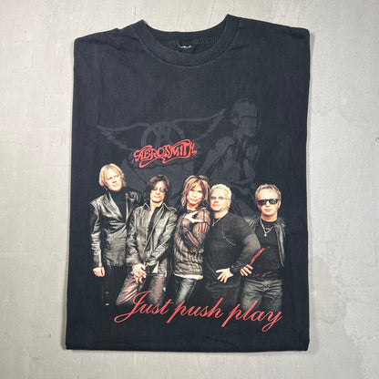 2001 Aerosmith Just Push Play Tour Black Tee Size XL USED v18038
