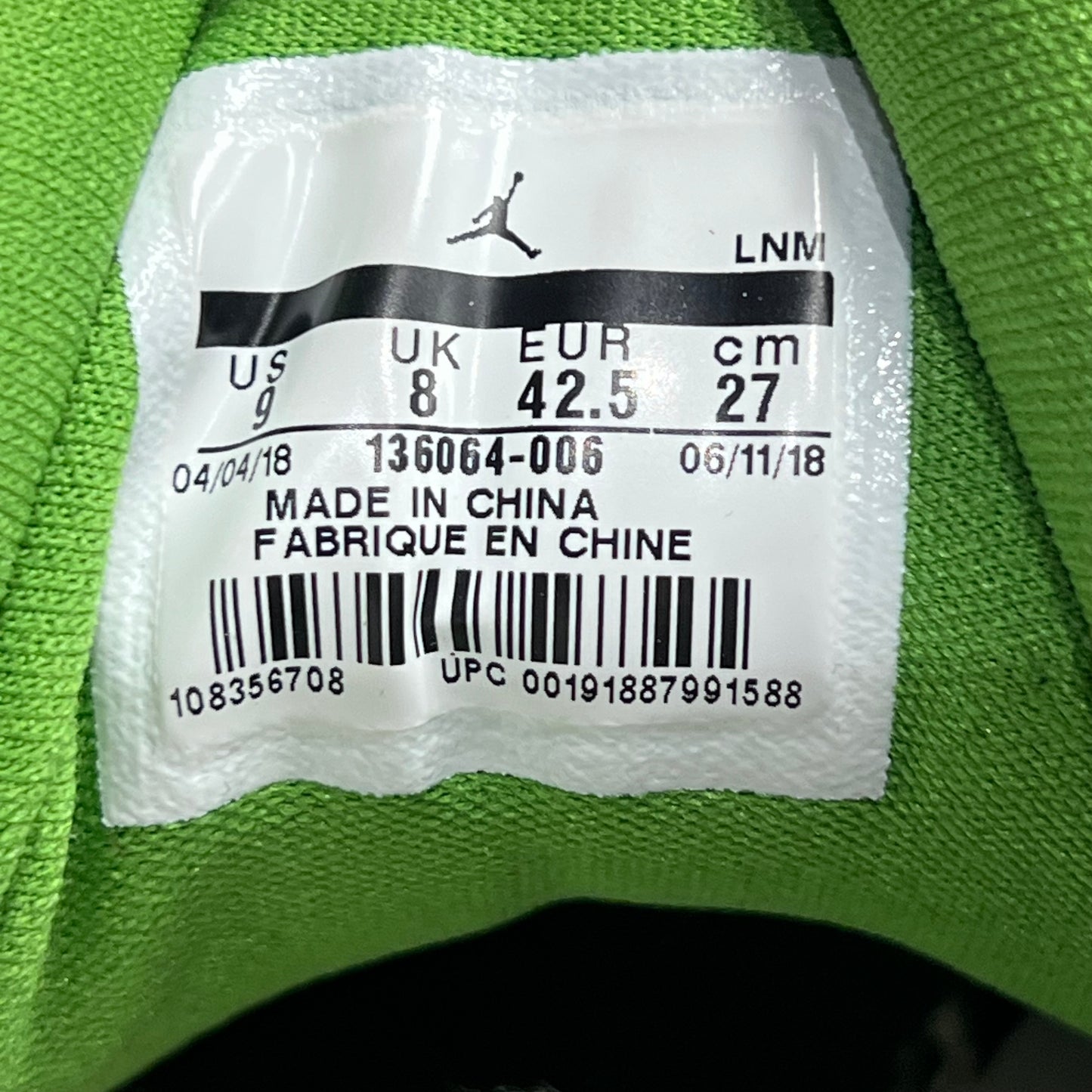 Jordan 3 Chlorophyll (2018) Size 9 USED s22514