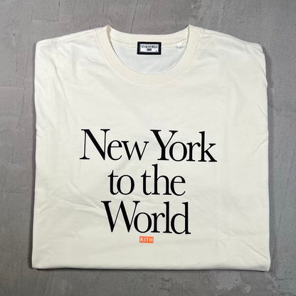 Kith "NY To the World" Motto Tee Sandrift Size XL NEW x18904