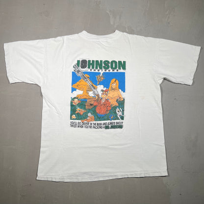 1990's Big Johnson ShotGuns White Tee Size Large USED v18489
