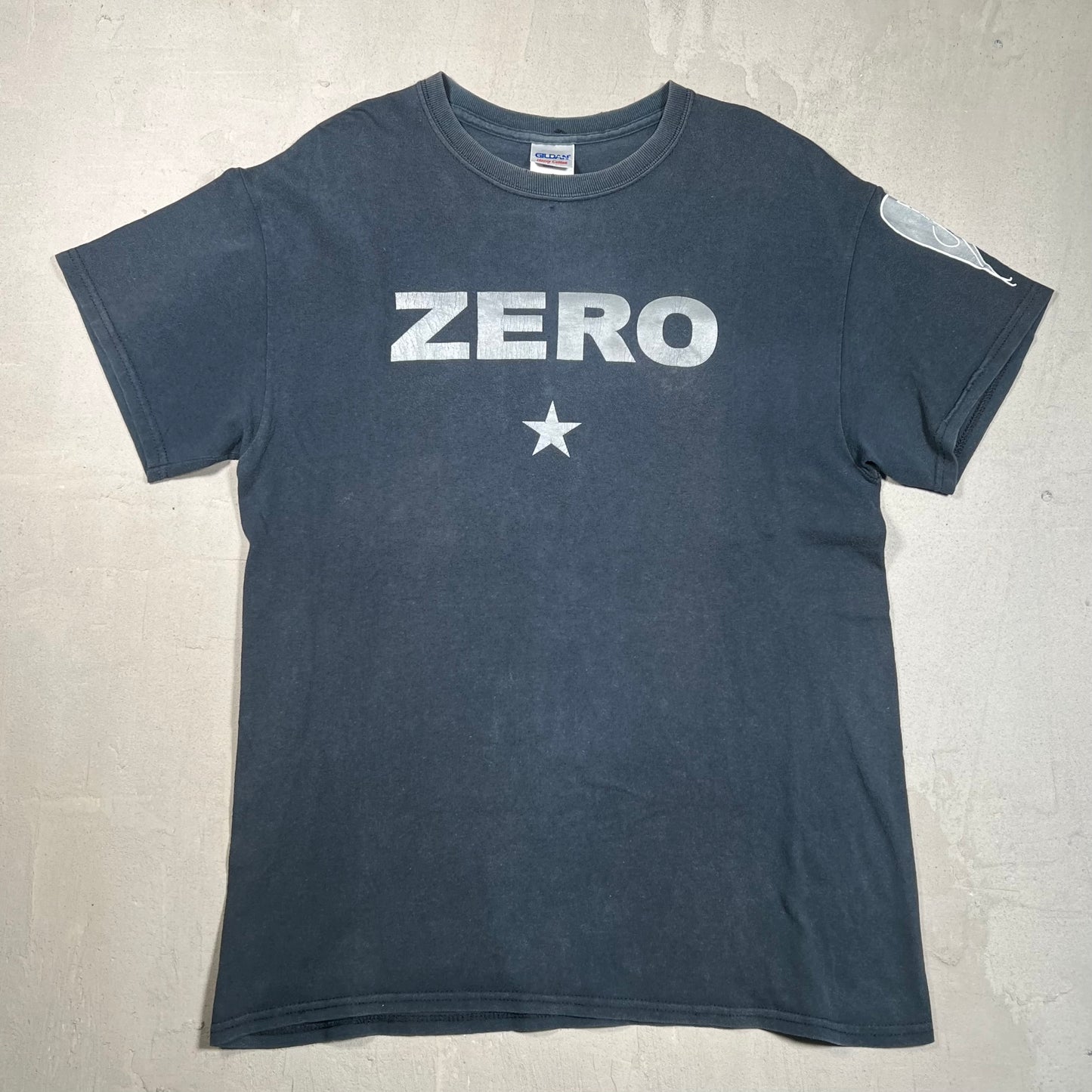 Y2K Smashing Pumpkins "Zero" Washed Black Tee Size Medium USED v19375