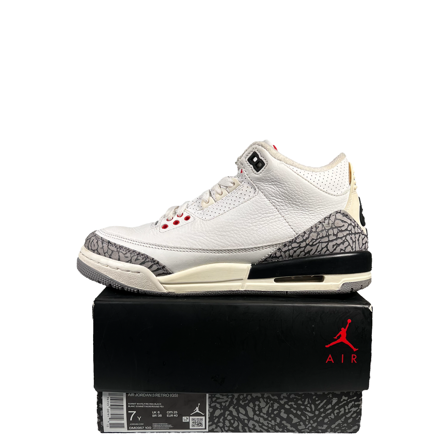 Jordan 3 White Cement Reimagined (2023) Size 7 USED s19572