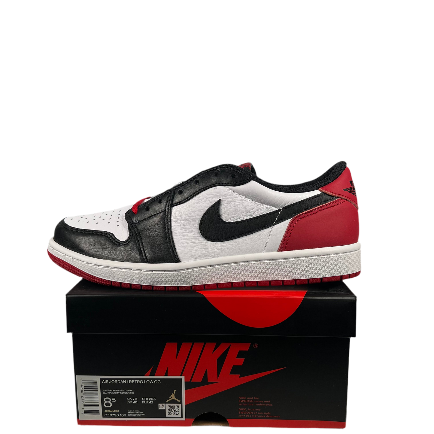 Jordan 1 Low Black Toe (2023) Size 8.5 NEW s18656