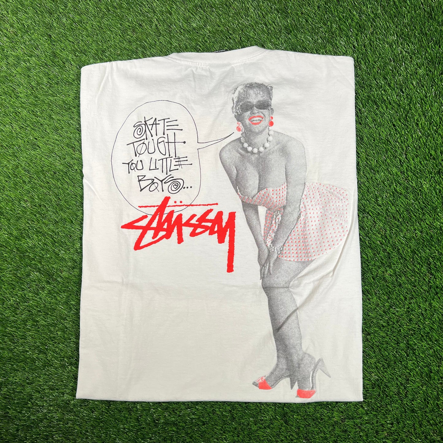 Stussy White Skate Tough You Little Boys Tee Size XL USED x15851