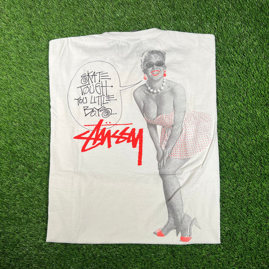 Stussy White Skate Tough You Little Boys Tee Size XL USED x15851