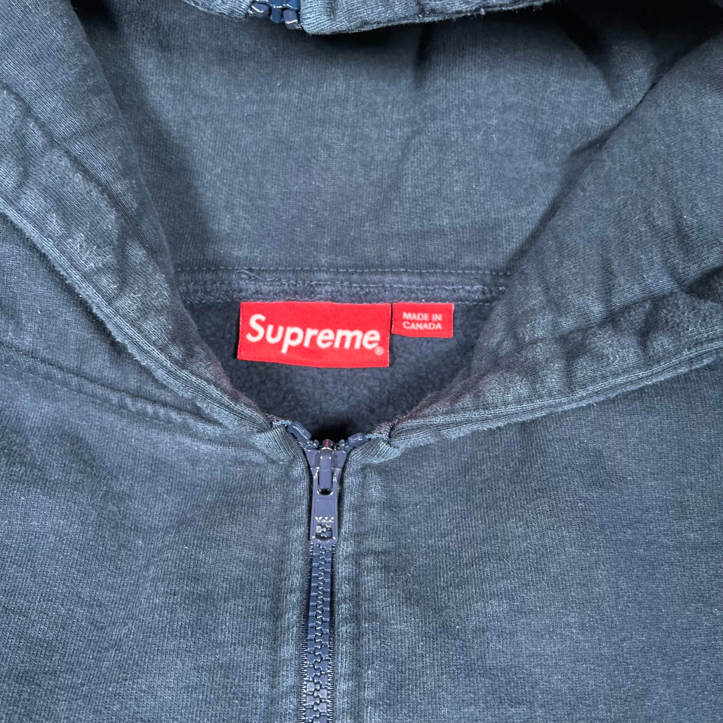 Supreme Zip Hooded Spellout Navy Blue Hoodie (2016) Size XL USED x16910