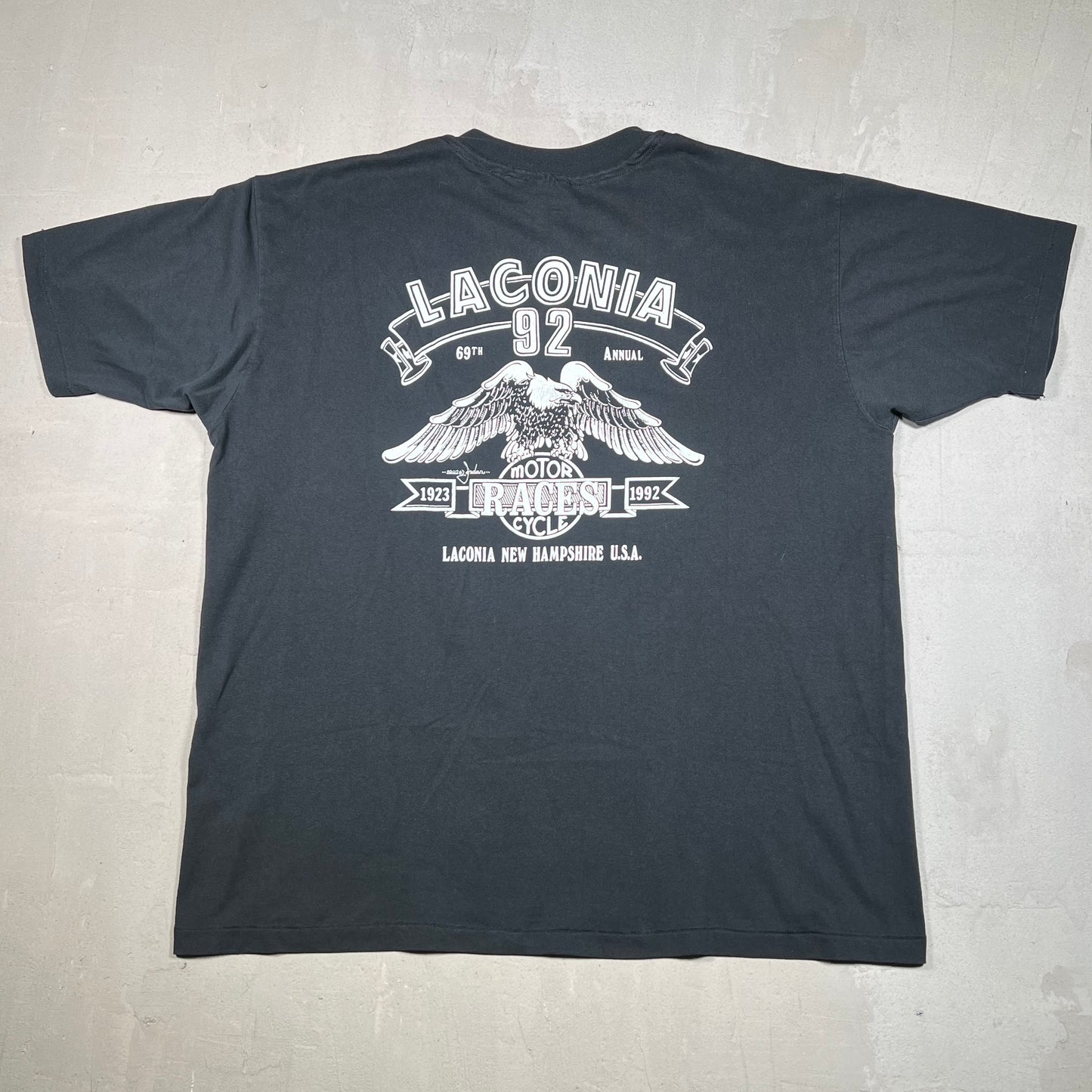 1992 Laconia Motorcycle Rally Black Tee Size XXL USED v18949