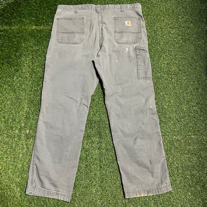 Carhartt Washed Grey Work Pants Size 40x30 USED v16374