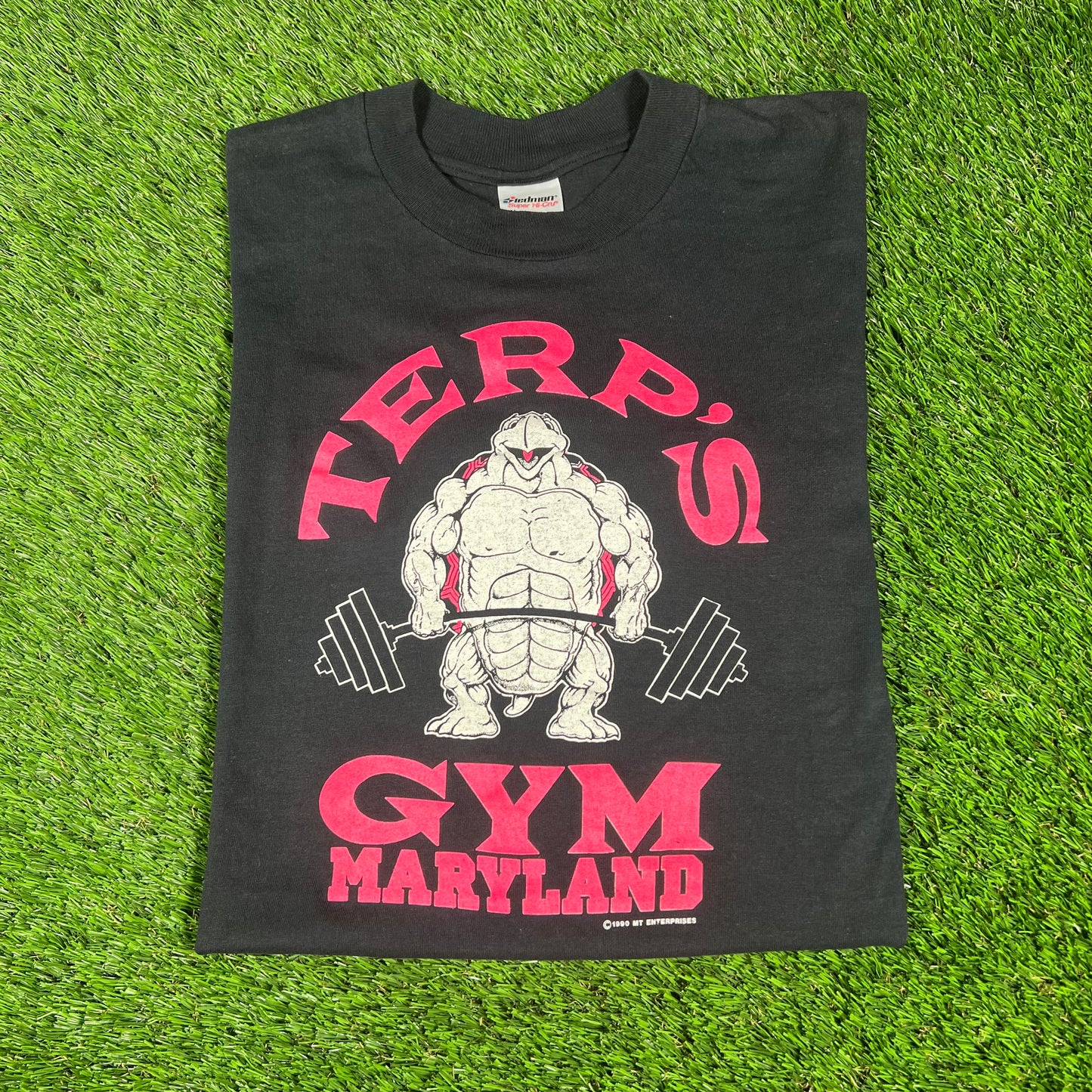 1980s Terp's Gym Black Tee Size Medium USED v16618