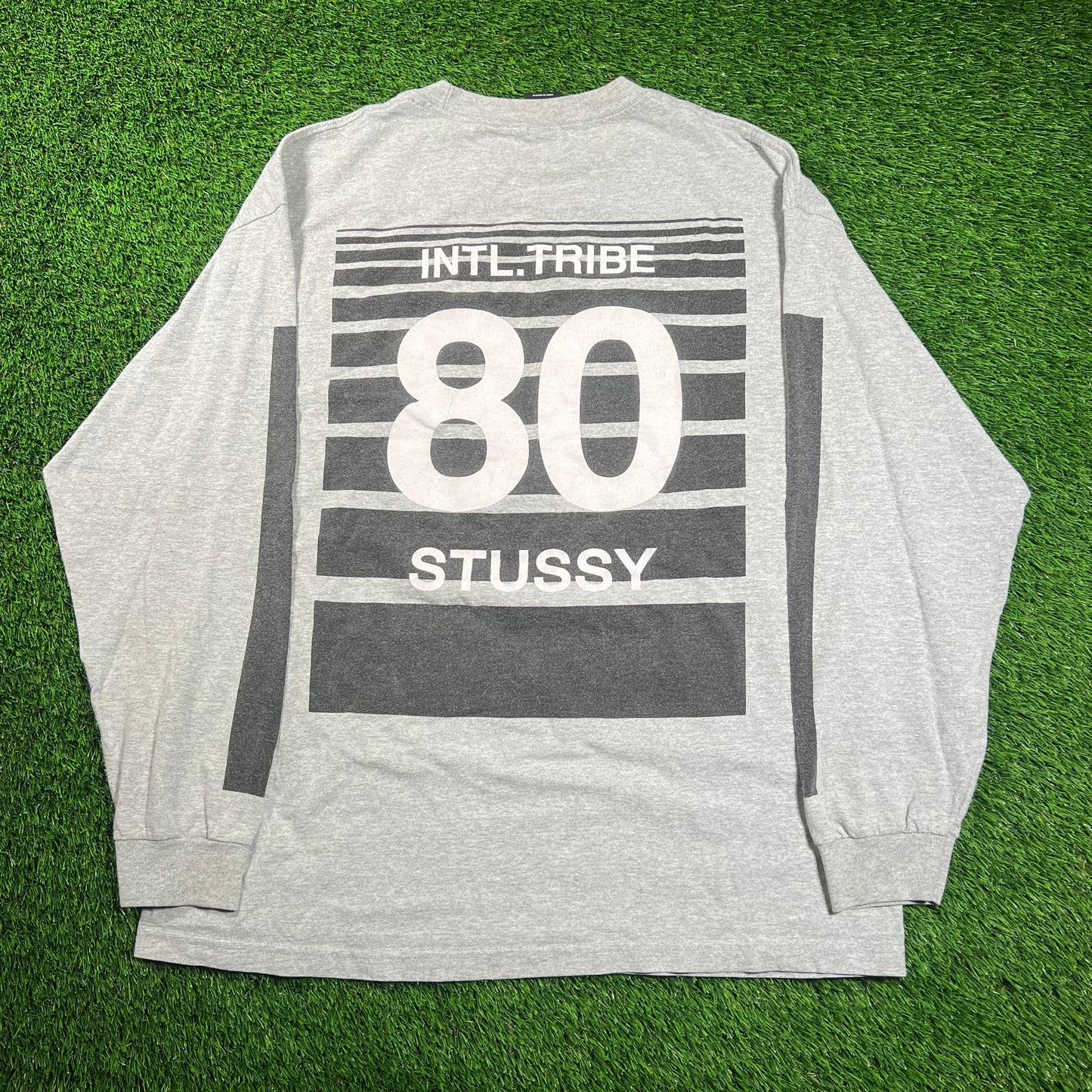 Y2K Stussy "Double S" Logo Grey Longsleeve Size XL x16476